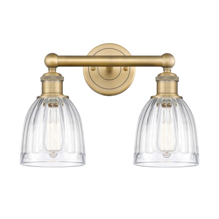 A large image of the Innovations Lighting 616-2W-12-15 Brookfield Vanity Brushed Brass / Clear