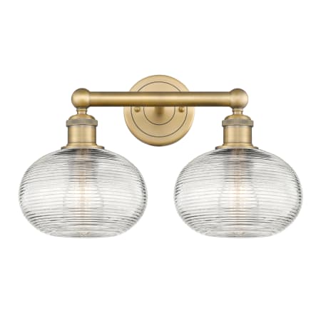 A large image of the Innovations Lighting 616-2W 11 17 Ithaca Vanity Brushed Brass