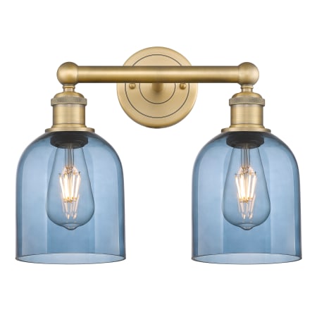 A large image of the Innovations Lighting 616-2W 12 15 Bella Vanity Brushed Brass / Princess Blue