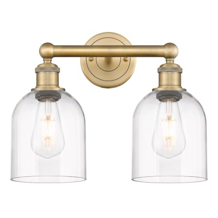 A large image of the Innovations Lighting 616-2W 12 15 Bella Vanity Brushed Brass / Clear