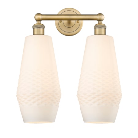 A large image of the Innovations Lighting 616-2W-19-16 Windham Vanity Brushed Brass / White