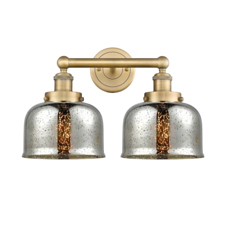 A large image of the Innovations Lighting 616-2W-10-16-L Bell Vanity Brushed Brass / Silver Plated Mercury