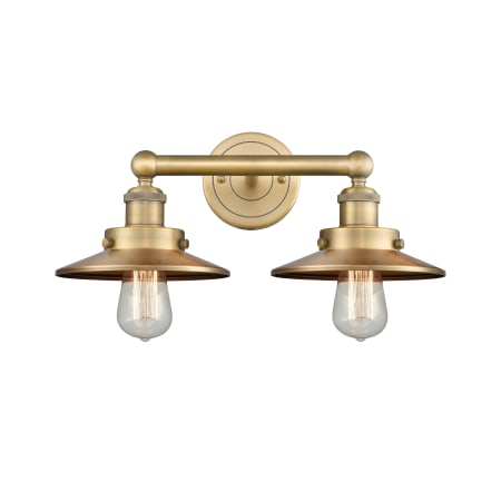 A large image of the Innovations Lighting 616-2W-8-17 Railroad Vanity Brushed Brass