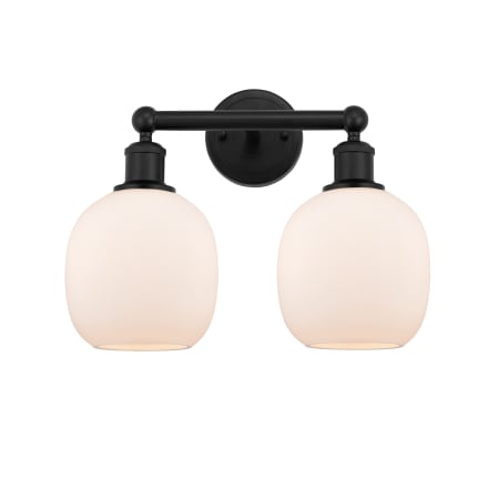 A large image of the Innovations Lighting 616-2W-12-15 Belfast Vanity Matte Black / Matte White