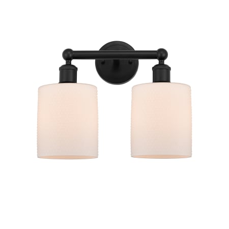 A large image of the Innovations Lighting 616-2W-12-14 Cobbleskill Vanity Matte Black / Matte White