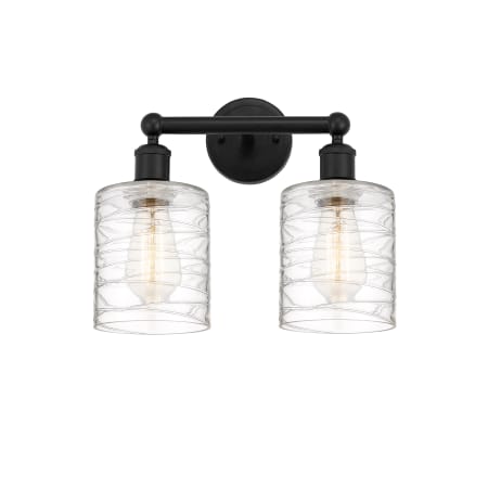 A large image of the Innovations Lighting 616-2W-12-14 Cobbleskill Vanity Matte Black / Deco Swirl