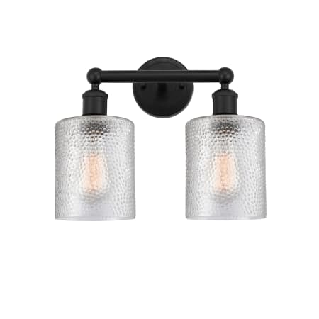 A large image of the Innovations Lighting 616-2W-12-14 Cobbleskill Vanity Matte Black / Clear