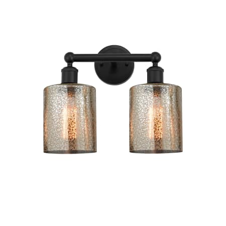 A large image of the Innovations Lighting 616-2W-12-14 Cobbleskill Vanity Matte Black / Mercury