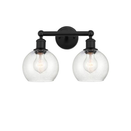 A large image of the Innovations Lighting 616-2W-11-15 Athens Vanity Matte Black / Seedy