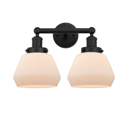 A large image of the Innovations Lighting 616-2W-10-16 Fulton Vanity Matte Black / Matte White