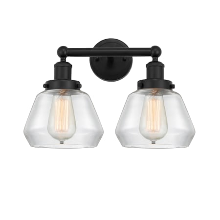 A large image of the Innovations Lighting 616-2W-10-16 Fulton Vanity Matte Black / Clear