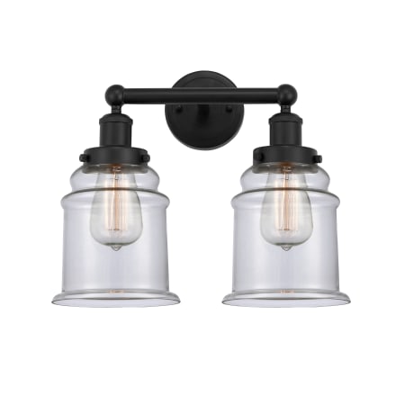 A large image of the Innovations Lighting 616-2W-13-15 Canton Vanity Matte Black / Clear