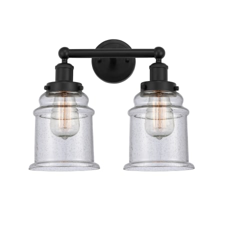 A large image of the Innovations Lighting 616-2W-13-15 Canton Vanity Matte Black / Seedy