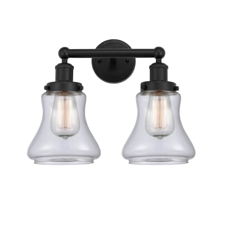 A large image of the Innovations Lighting 616-2W-10-16 Bellmont Vanity Matte Black / Clear