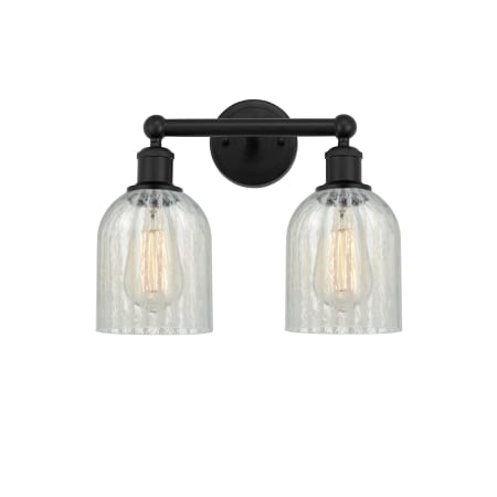 A large image of the Innovations Lighting 616-2W-12-14 Caledonia Vanity Matte Black / Mouchette