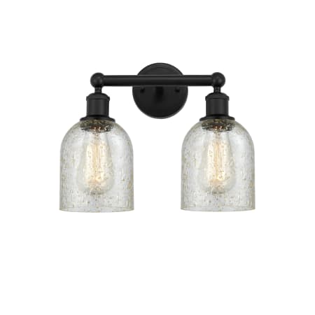 A large image of the Innovations Lighting 616-2W-12-14 Caledonia Vanity Matte Black / Mica