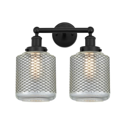 A large image of the Innovations Lighting 616-2W-12-15 Stanton Vanity Matte Black / Clear Crackle