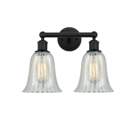 A large image of the Innovations Lighting 616-2W-14-15 Hanover Vanity Matte Black / Mouchette