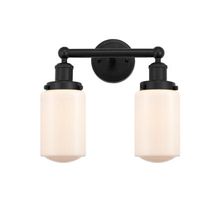 A large image of the Innovations Lighting 616-2W-10-16 Dover Vanity Matte Black / Matte White