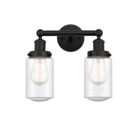 A large image of the Innovations Lighting 616-2W-10-16 Dover Vanity Matte Black / Seedy