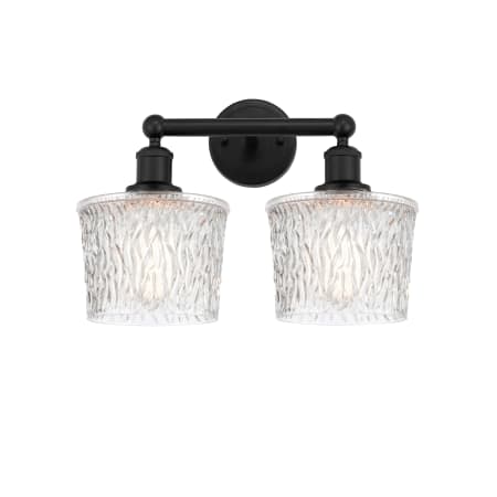 A large image of the Innovations Lighting 616-2W-11-16 Niagra Vanity Matte Black / Clear