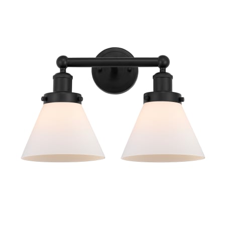 A large image of the Innovations Lighting 616-2W-10-16-L Cone Vanity Matte Black / Matte White