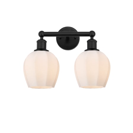 A large image of the Innovations Lighting 616-2W-11-15 Norfolk Vanity Matte Black / Matte White