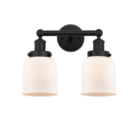 A large image of the Innovations Lighting 616-2W-10-16 Bell Vanity Matte Black / Matte White