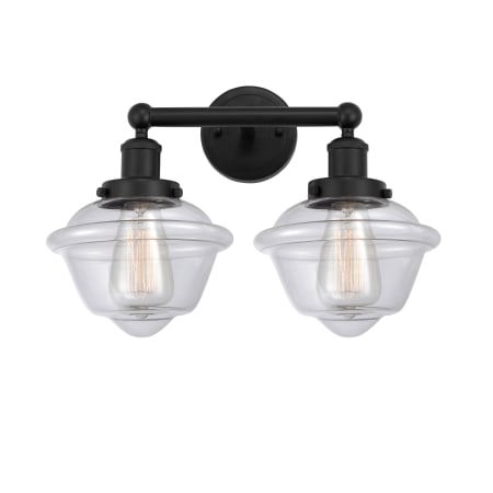 A large image of the Innovations Lighting 616-2W-10-16 Oxford Vanity Matte Black / Clear