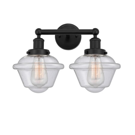 A large image of the Innovations Lighting 616-2W-10-16 Oxford Vanity Matte Black / Seedy