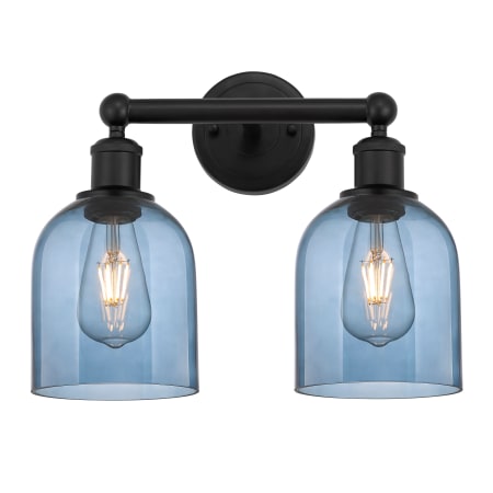 A large image of the Innovations Lighting 616-2W 12 15 Bella Vanity Matte Black / Princess Blue