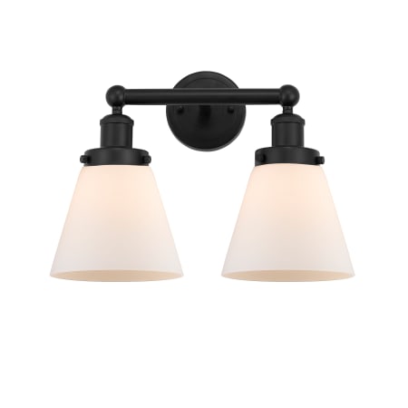 A large image of the Innovations Lighting 616-2W-10-16 Cone Vanity Matte Black / Matte White