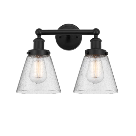 A large image of the Innovations Lighting 616-2W-10-16 Cone Vanity Matte Black / Seedy