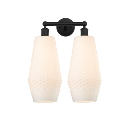 A large image of the Innovations Lighting 616-2W-19-16 Windham Vanity Matte Black / White