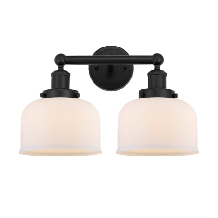 A large image of the Innovations Lighting 616-2W-10-16-L Bell Vanity Matte Black / Matte White