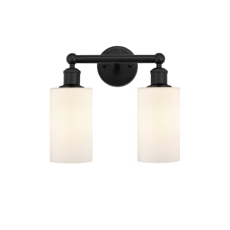 A large image of the Innovations Lighting 616-2W-11-13 Clymer Vanity Matte Black / Matte White