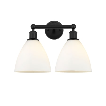 A large image of the Innovations Lighting 616-2W-12-17 Bristol Vanity Matte Black / Matte White