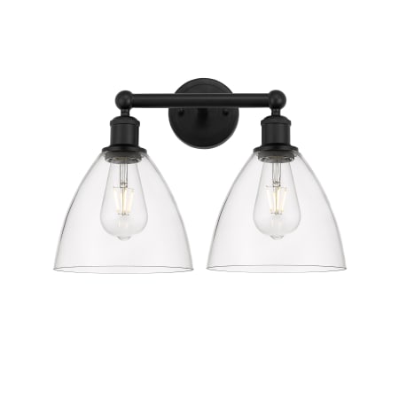 A large image of the Innovations Lighting 616-2W-12-17 Bristol Vanity Matte Black / Clear