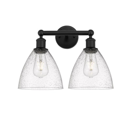 A large image of the Innovations Lighting 616-2W-12-17 Bristol Vanity Matte Black / Seedy