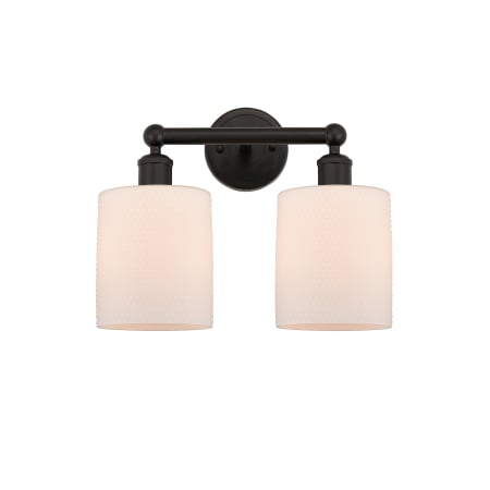 A large image of the Innovations Lighting 616-2W-12-14 Cobbleskill Vanity Oil Rubbed Bronze / Matte White