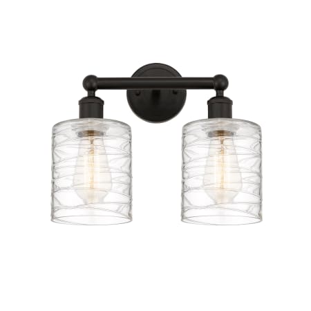 A large image of the Innovations Lighting 616-2W-12-14 Cobbleskill Vanity Oil Rubbed Bronze / Deco Swirl