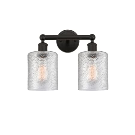 A large image of the Innovations Lighting 616-2W-12-14 Cobbleskill Vanity Oil Rubbed Bronze / Clear