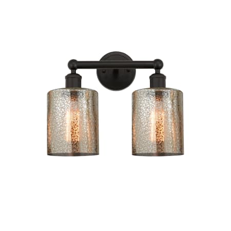 A large image of the Innovations Lighting 616-2W-12-14 Cobbleskill Vanity Oil Rubbed Bronze / Mercury