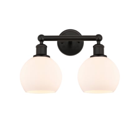 A large image of the Innovations Lighting 616-2W-11-15 Athens Vanity Oil Rubbed Bronze / Matte White