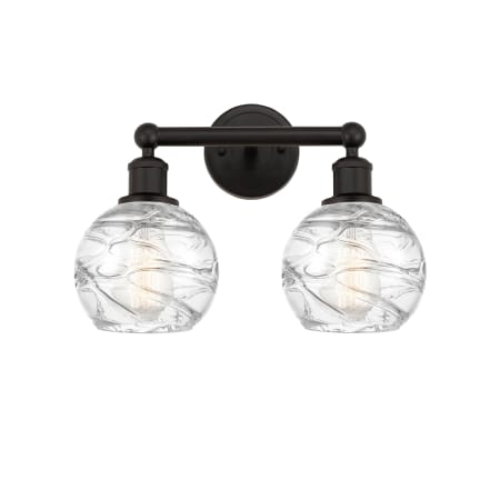 A large image of the Innovations Lighting 616-2W-11-15 Athens Vanity Oil Rubbed Bronze / Clear Deco Swirl