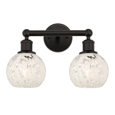 A large image of the Innovations Lighting 616-2W 10 15 White Mouchette Vanity Oil Rubbed Bronze