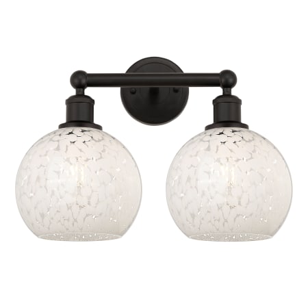 A large image of the Innovations Lighting 616-2W 12 17 White Mouchette Vanity Oil Rubbed Bronze