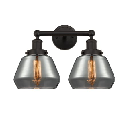 A large image of the Innovations Lighting 616-2W-10-16 Fulton Vanity Oil Rubbed Bronze / Plated Smoke