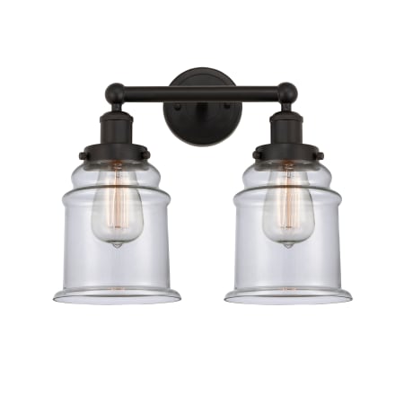 A large image of the Innovations Lighting 616-2W-13-15 Canton Vanity Oil Rubbed Bronze / Clear