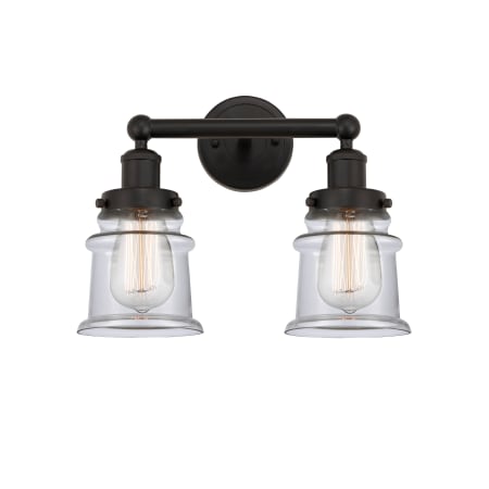 A large image of the Innovations Lighting 616-2W-11-14 Canton Vanity Oil Rubbed Bronze / Clear